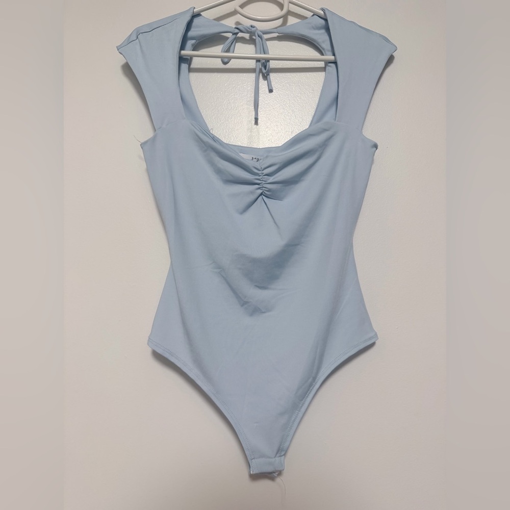 Light Blue Bodysuit with Ruched Front